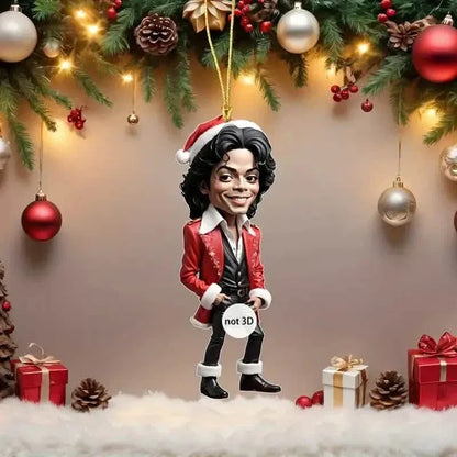 Acrylic Musician Caricature Ornament with Santa Hat - A-1 Thread Vault