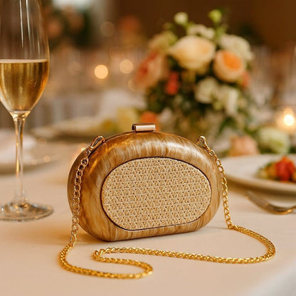 Acrylic Shell Clutch with Woven Inset(MAC372) - A-1 Thread Vault