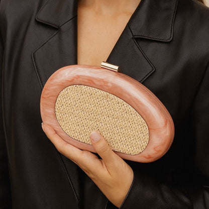 Acrylic Shell Clutch with Woven Inset(MAC372) - A-1 Thread Vault