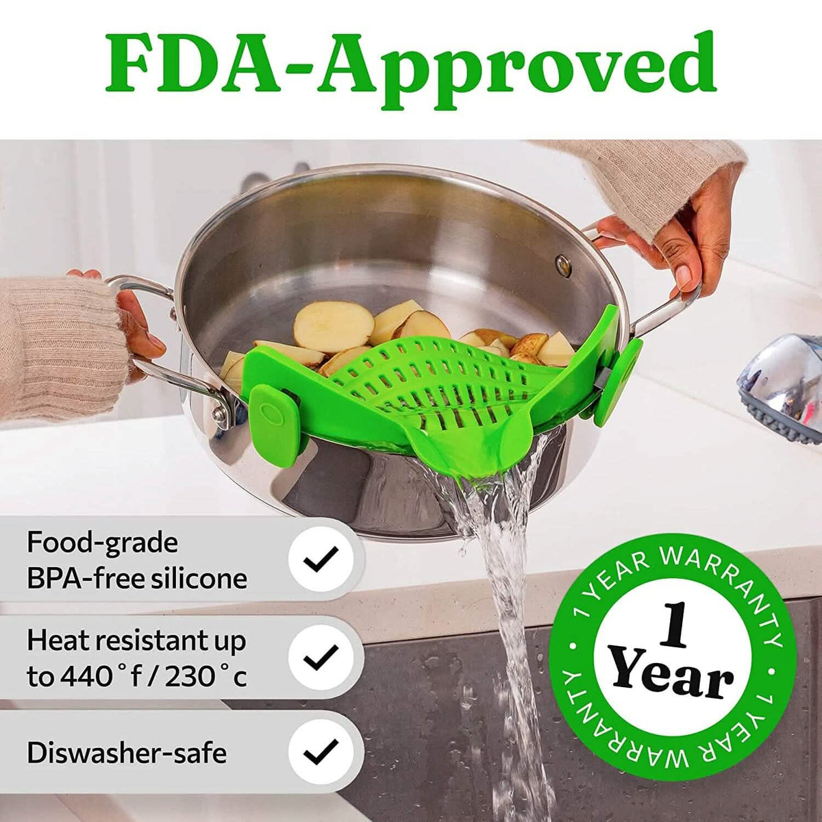 Adjustable Silicone Pot Strainer and Pasta Strainer - A-1 Thread Vault