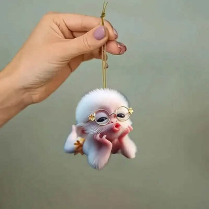 Adorable Monkey Acrylic Car Charm and Christmas Tree Ornament - A-1 Thread Vault
