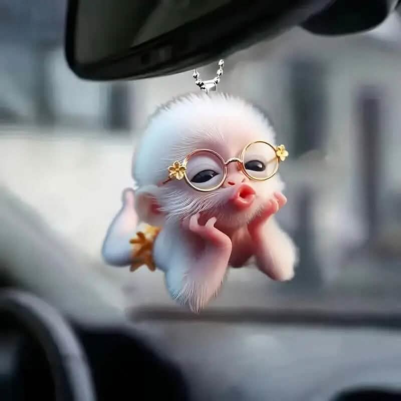 Adorable Monkey Acrylic Car Charm and Christmas Tree Ornament - A-1 Thread Vault