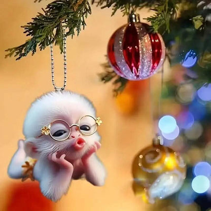Adorable Monkey Acrylic Car Charm and Christmas Tree Ornament - A-1 Thread Vault