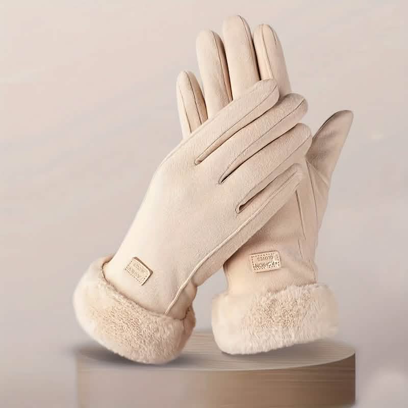 Cashmere Warm Suede Leather Plush Touch Screen Gloves - A-1 Thread Vault