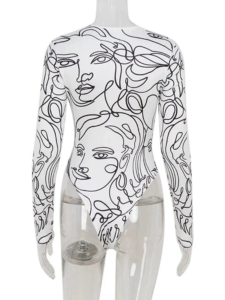 Ahagaga Elegant Skinny Women's Bodysuits Tees Sexy Solid O-Neck Regular Causal Long Sleeves Slim Fit Streetwear T Shirt Rompers - A-1 Thread Vault