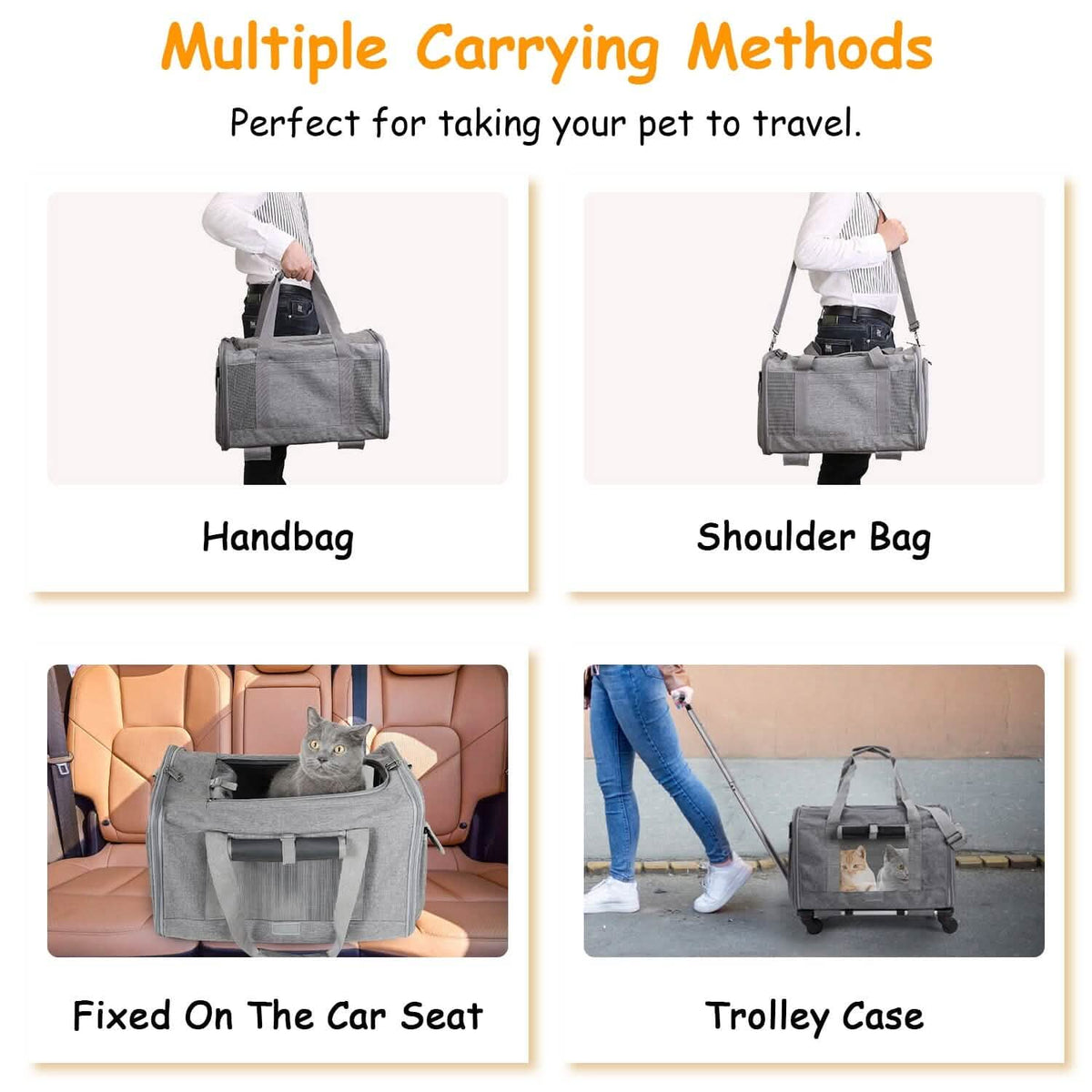Airline Approved Rolling Pet Carrier with Telescopic Handle Shoulder Strap - A-1 Thread Vault
