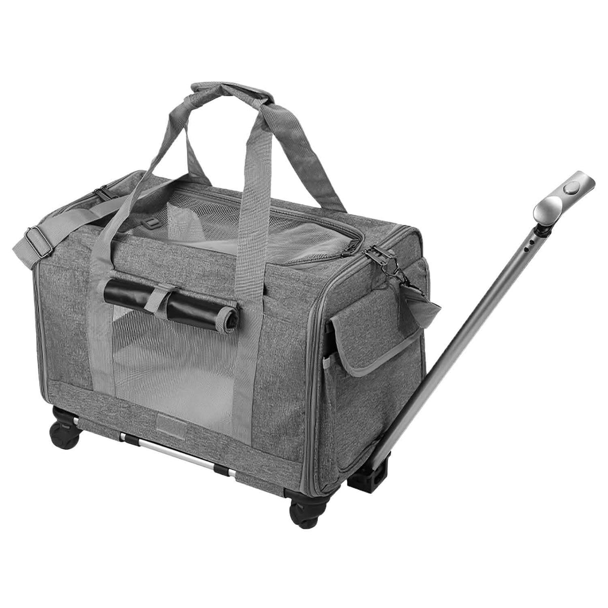 Airline Approved Rolling Pet Carrier with Telescopic Handle Shoulder Strap - A-1 Thread Vault