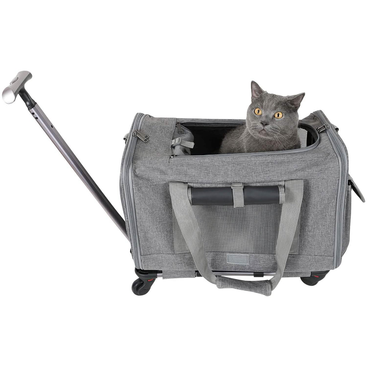 Airline Approved Rolling Pet Carrier with Telescopic Handle Shoulder Strap - A-1 Thread Vault