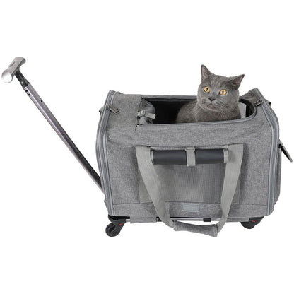 Airline Approved Rolling Pet Carrier with Telescopic Handle Shoulder Strap - A-1 Thread Vault