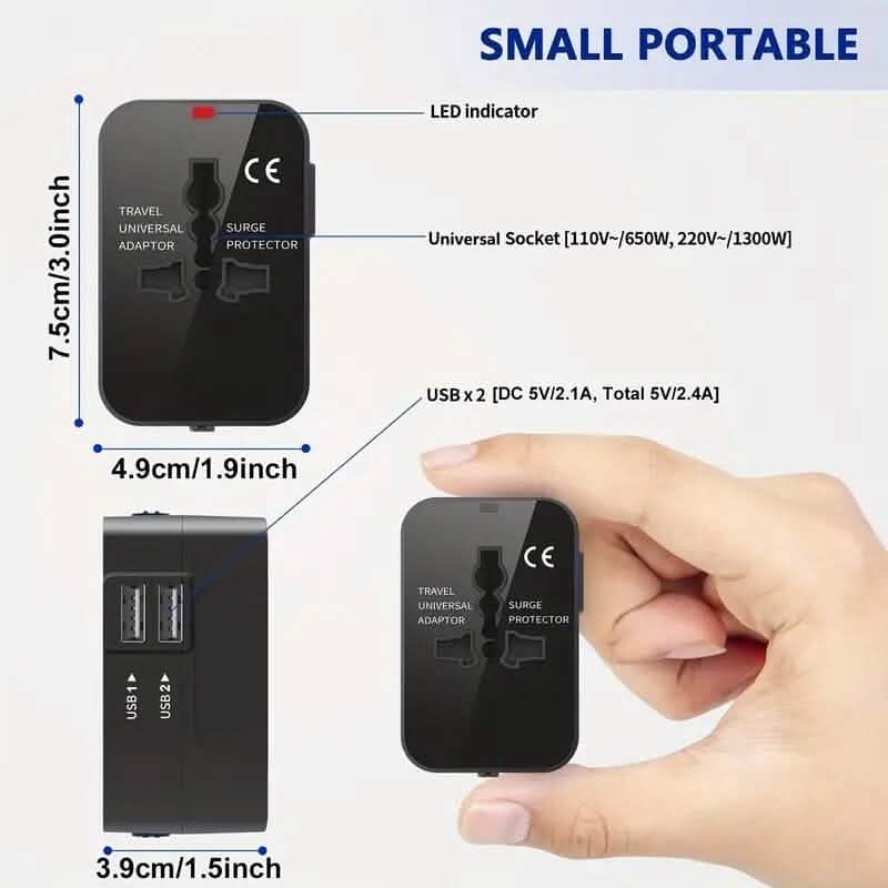 All-in-One Universal Travel Charger with Dual USB Charging Ports - A-1 Thread Vault