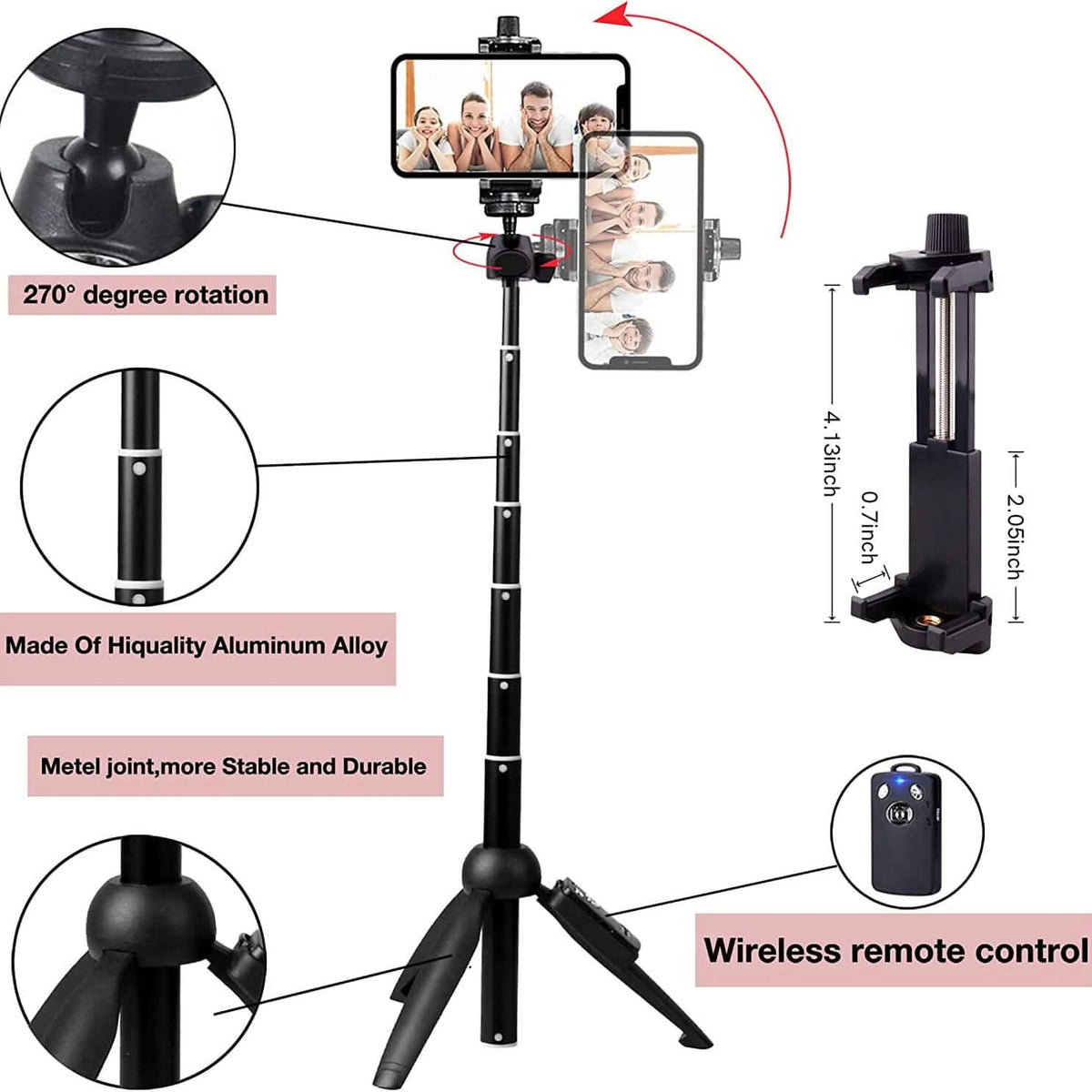 Aluminum Alloy Selfie Stick Phone Tripod - A-1 Thread Vault