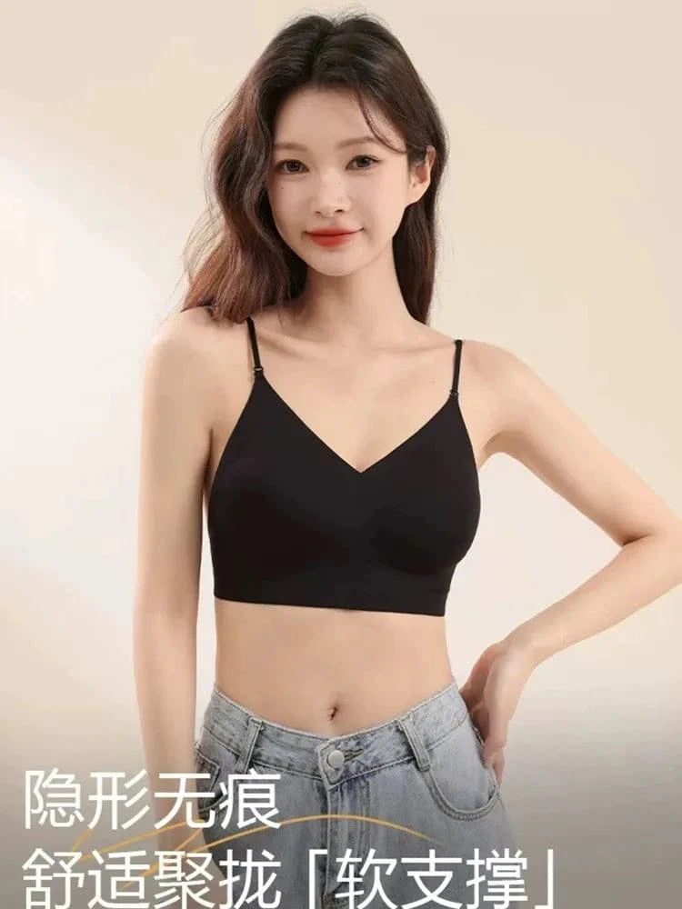American Style Backless Bra Or Women Multiway Halter Bralette Push Up Small Chest Gather Sexy Cross U Back No Underwire Seamless - A-1 Thread Vault
