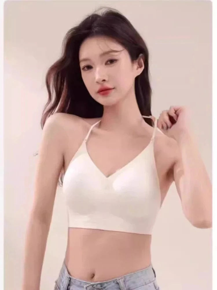 American Style Backless Bra Or Women Multiway Halter Bralette Push Up Small Chest Gather Sexy Cross U Back No Underwire Seamless - A-1 Thread Vault