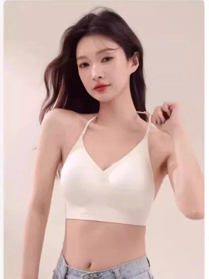 American Style Backless Bra Or Women Multiway Halter Bralette Push Up Small Chest Gather Sexy Cross U Back No Underwire Seamless - A-1 Thread Vault