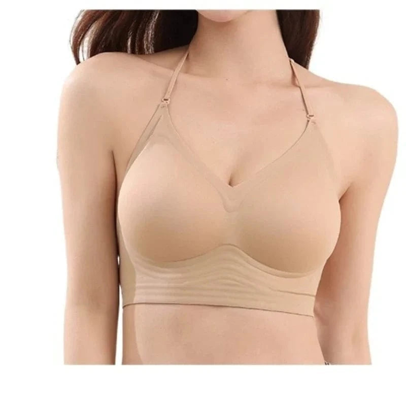 American Style Backless Bra Or Women Multiway Halter Bralette Push Up Small Chest Gather Sexy Cross U Back No Underwire Seamless - A-1 Thread Vault
