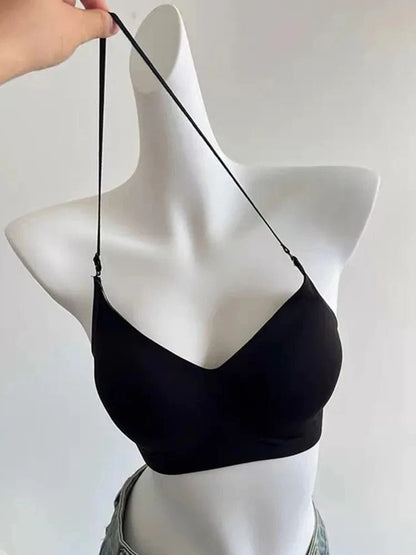 American Style Backless Bra Or Women Multiway Halter Bralette Push Up Small Chest Gather Sexy Cross U Back No Underwire Seamless - A-1 Thread Vault