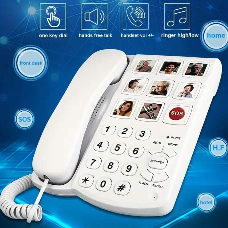 Amplified One Button Touch Big Button Corded Telephone with Speaker - A-1 Thread Vault