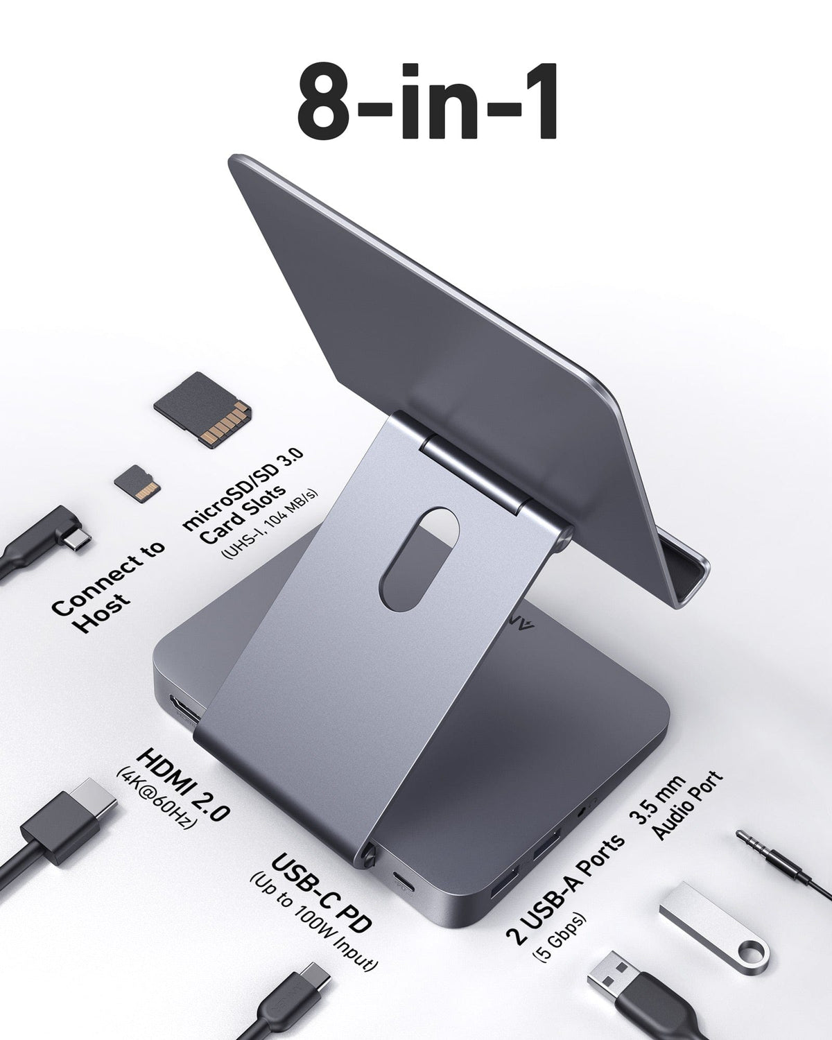 Anker 551 USB-C Hub (8-in-1, Tablet Stand) - A-1 Thread Vault