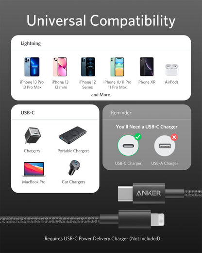 Anker <b>331</b> USB-C to Lightning Cable - A-1 Thread Vault