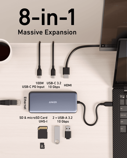 Anker <b>555</b> USB-C Hub (8-in-1) - A-1 Thread Vault