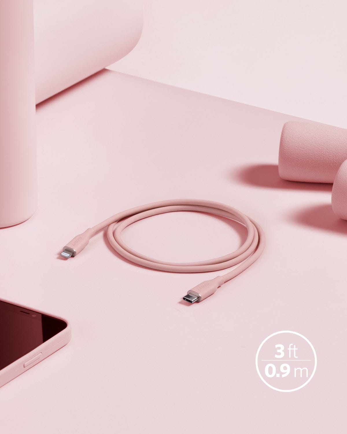 Anker <b>641</b> USB-C to Lightning Cable (Flow, 3 ft Silicone) - A-1 Thread Vault