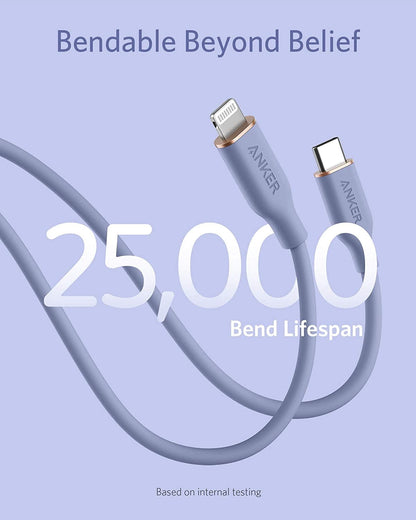 Anker <b>641</b> USB-C to Lightning Cable (Flow, 3 ft Silicone) - A-1 Thread Vault