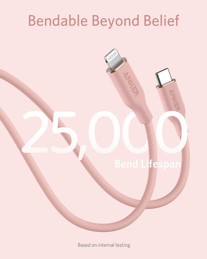 Anker <b>641</b> USB-C to Lightning Cable (Flow, 3 ft Silicone) - A-1 Thread Vault