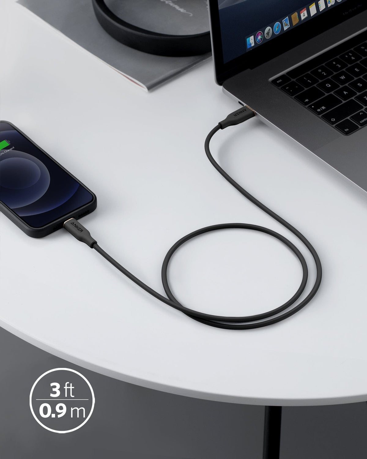 Anker <b>641</b> USB-C to Lightning Cable (Flow, 3 ft Silicone) - A-1 Thread Vault