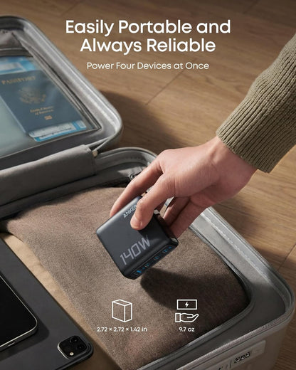 Anker Charger (140W, 4-Port, PD 3.1) with USB-C Cable - A-1 Thread Vault