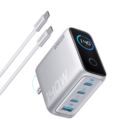 Anker Charger (140W, 4-Port, PD 3.1) with USB-C Cable - A-1 Thread Vault