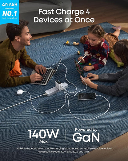 Anker Charger (140W, 4-Port, PD 3.1) with USB-C Cable - A-1 Thread Vault