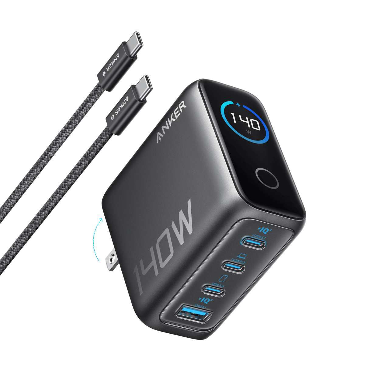 Anker Charger (140W, 4-Port, PD 3.1) with USB-C Cable - A-1 Thread Vault