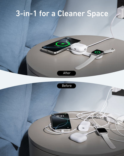 Anker MagGo Wireless Charging Station (3-in-1, Foldable Pad) - A-1 Thread Vault