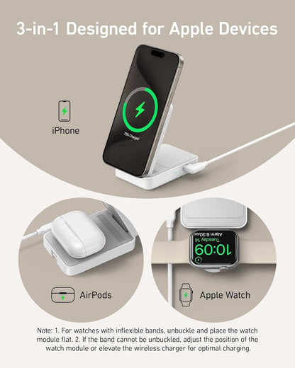 Anker MagGo Wireless Charging Station (Foldable 3-in-1) - A-1 Thread Vault