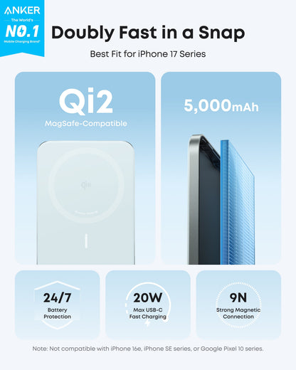 Anker Nano Power Bank (5K, MagGo, Slim) - A-1 Thread Vault