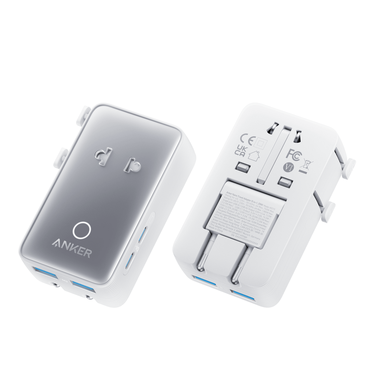 Anker Nano Travel Adapter (5-in-1, 20W, 1-Pack) - A-1 Thread Vault