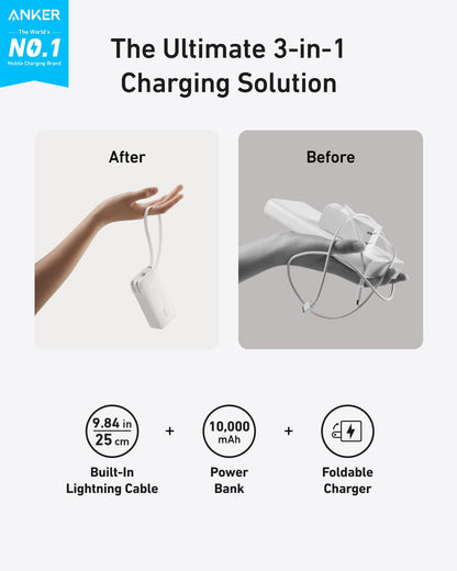 Anker Power Bank (10K, Fusion, Built-In Cable) - A-1 Thread Vault