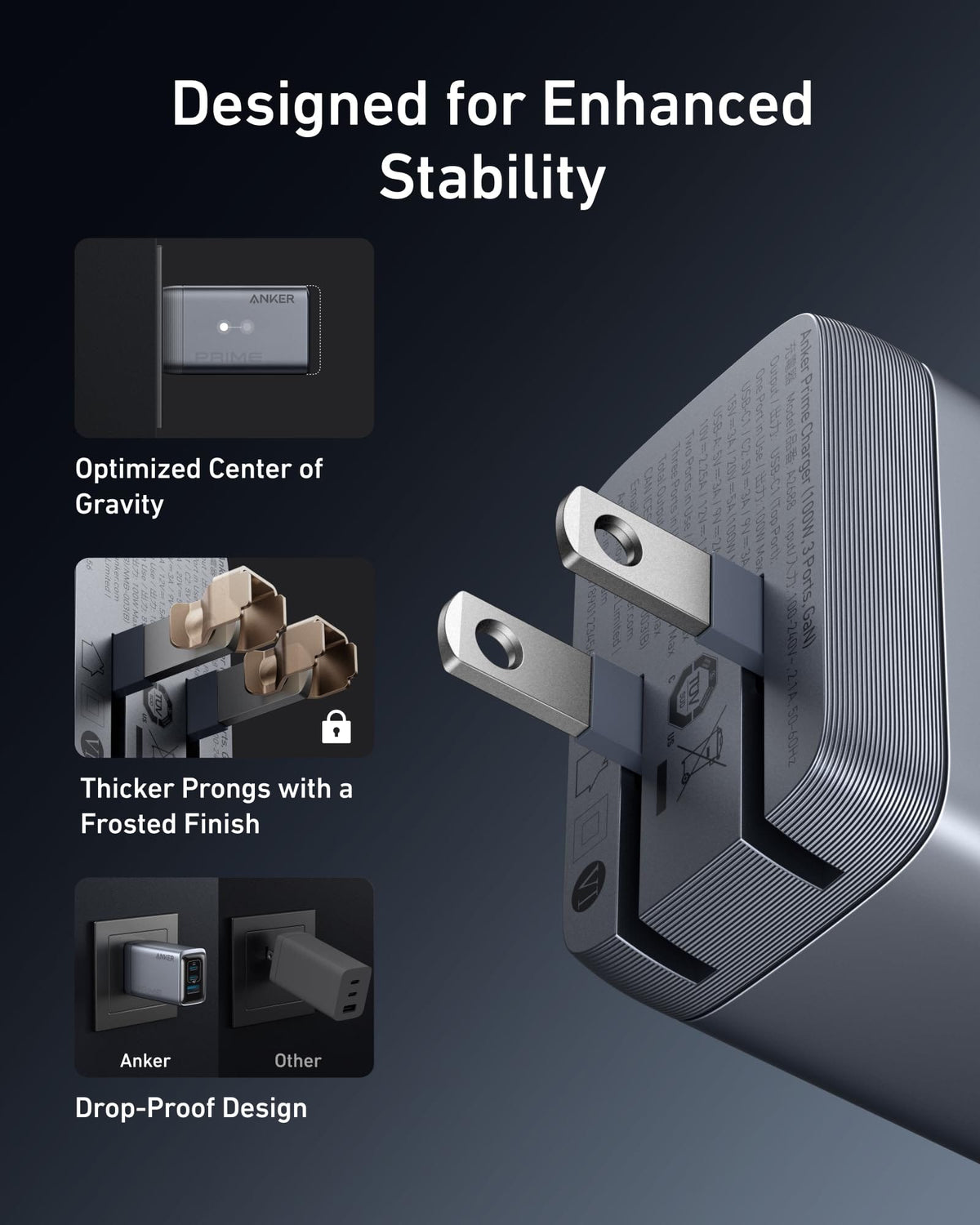 Anker Prime Charger (100W, 3 Ports, GaN) - A-1 Thread Vault