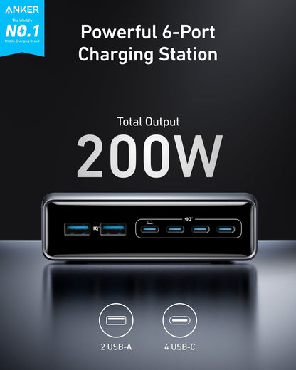 Anker Prime Charger (200W, 6 Ports, GaN) - A-1 Thread Vault
