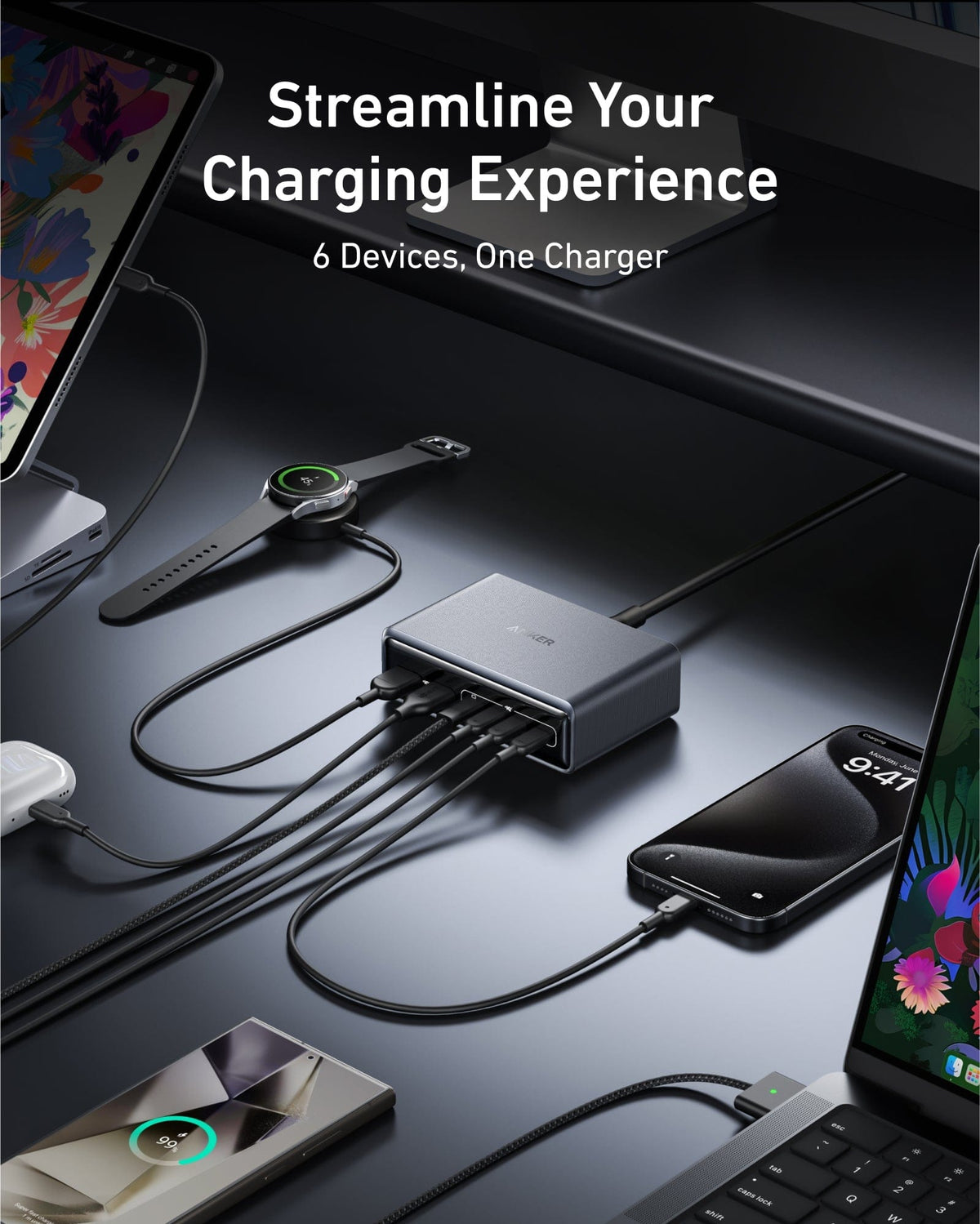 Anker Prime Charger (200W, 6 Ports, GaN) - A-1 Thread Vault