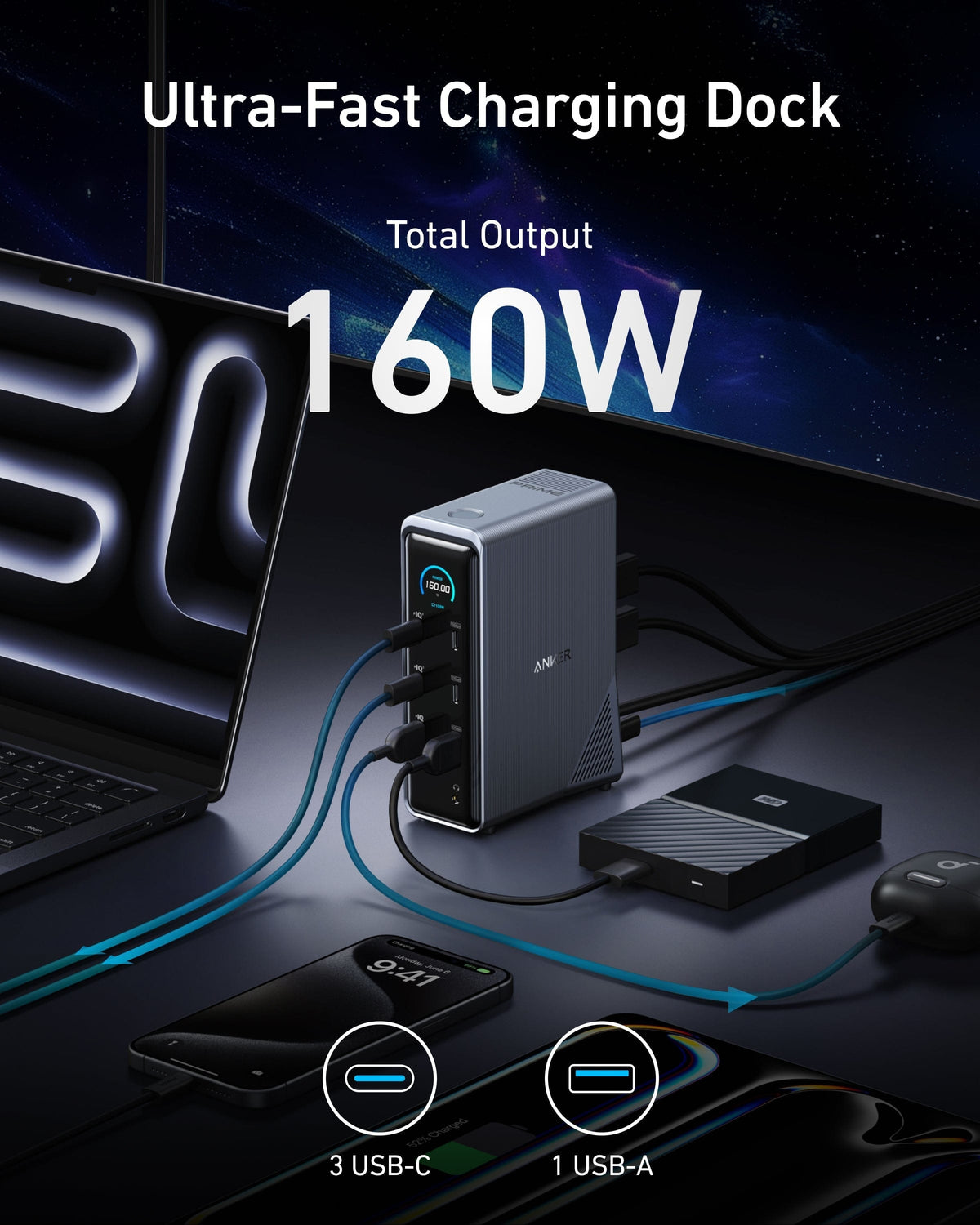 Anker Prime Charging Docking Station (14-in-1, Dual Display, 160W) - A-1 Thread Vault