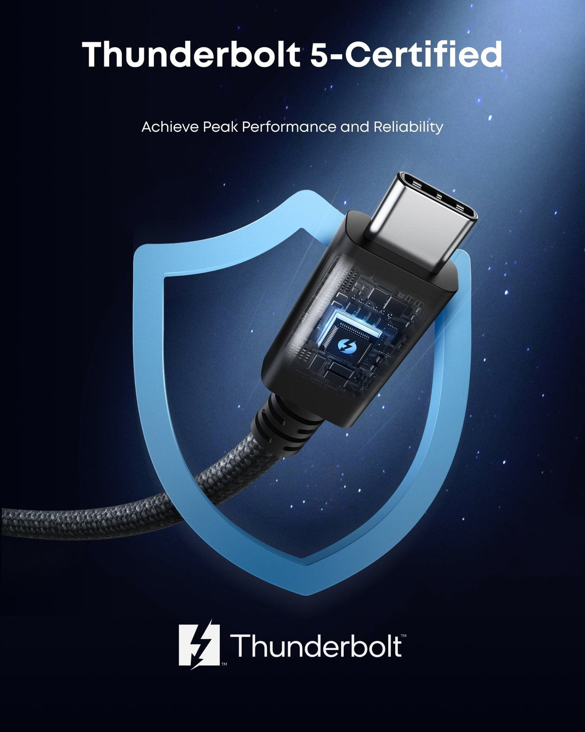 Anker Prime Thunderbolt 5 Cable (3.3 ft / 1.7 ft, 80 Gbps, 240W) - A-1 Thread Vault