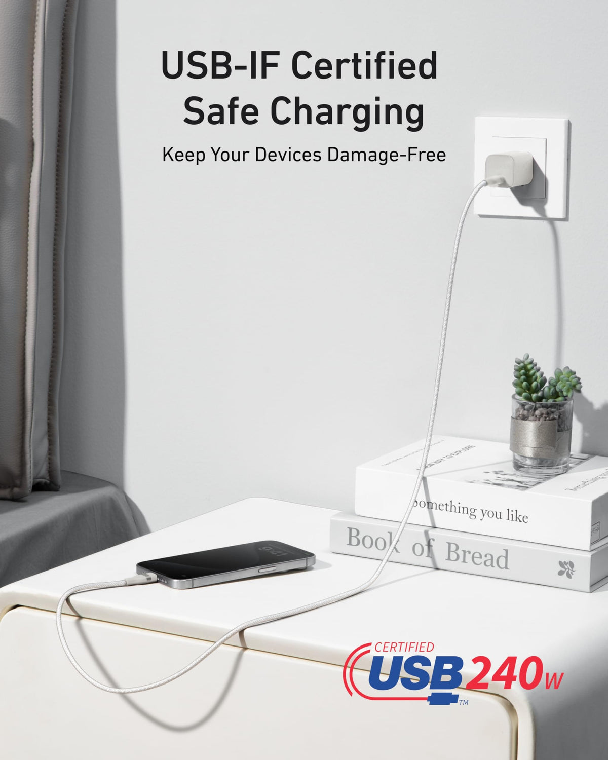 Anker USB-C to USB-C Cable (3 ft / 6 ft, 240W, Upcycled-Braided) - A-1 Thread Vault
