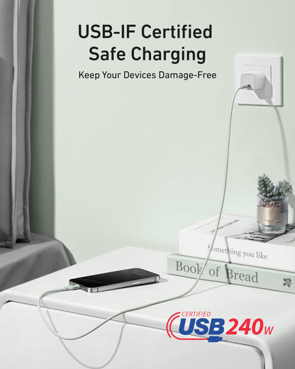 Anker USB-C to USB-C Cable (3 ft / 6 ft, 240W, Upcycled-Braided) - A-1 Thread Vault