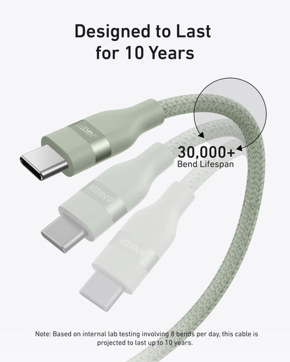 Anker USB-C to USB-C Cable (3 ft / 6 ft, 240W, Upcycled-Braided) - A-1 Thread Vault
