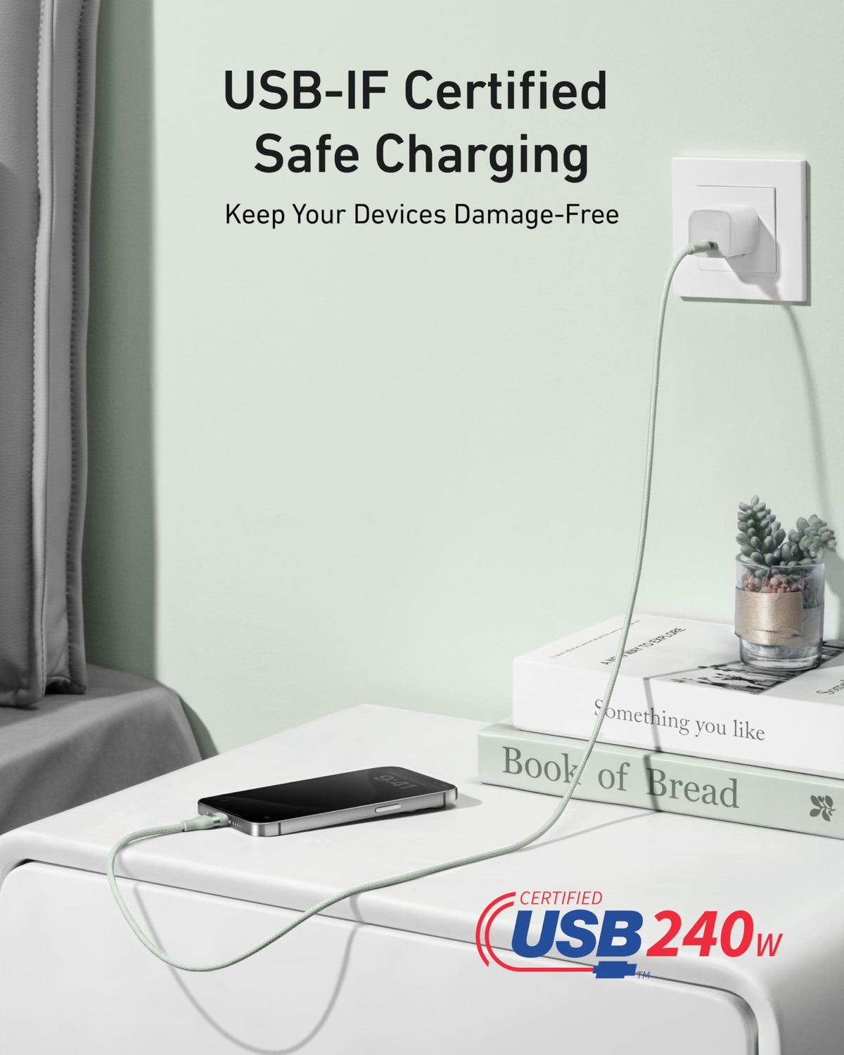 Anker USB-C to USB-C Cable (3 ft / 6 ft, 240W, Upcycled-Braided) - A-1 Thread Vault