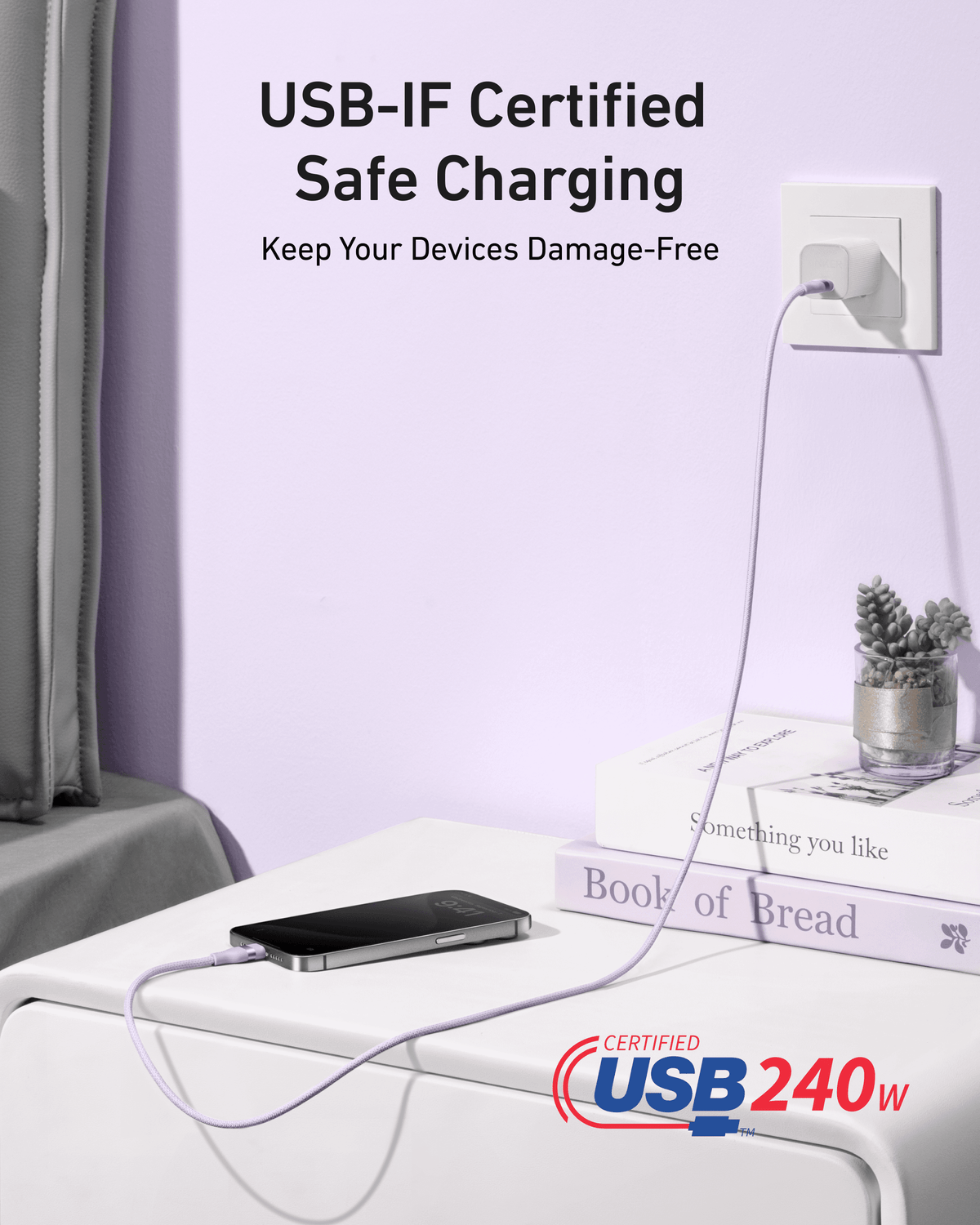 Anker USB-C to USB-C Cable (3 ft / 6 ft, 240W, Upcycled-Braided) - A-1 Thread Vault