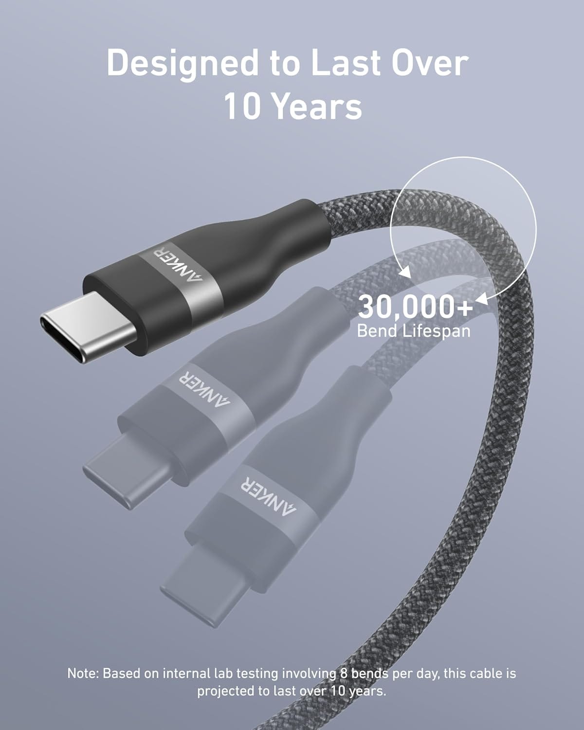 Anker USB-C to USB-C Cable (3 ft / 6 ft, 240W, Upcycled-Braided) - A-1 Thread Vault