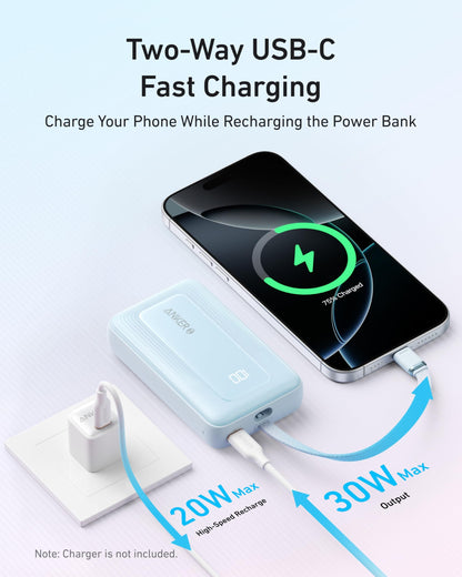Anker Zolo Power Bank (10K, 30W) with a 5.4-inch (13.7 cm) built-in USB-C cable. - A-1 Thread Vault