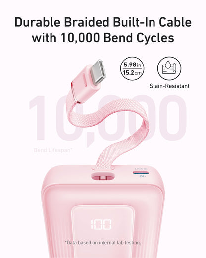 Anker Zolo Power Bank (10K, 30W) with a 5.4-inch (13.7 cm) built-in USB-C cable. - A-1 Thread Vault